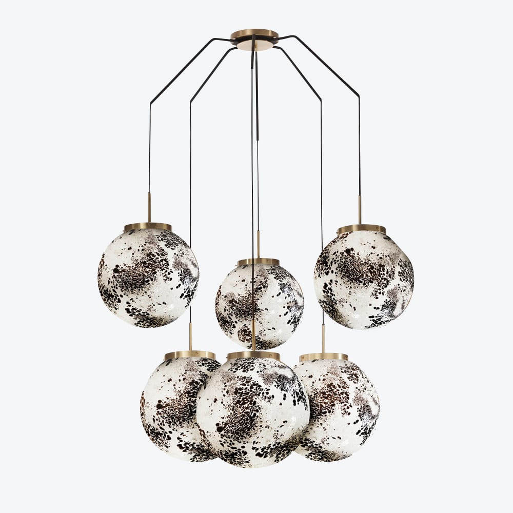 Ceiling Lamp King Sun Murano x6 Black And White