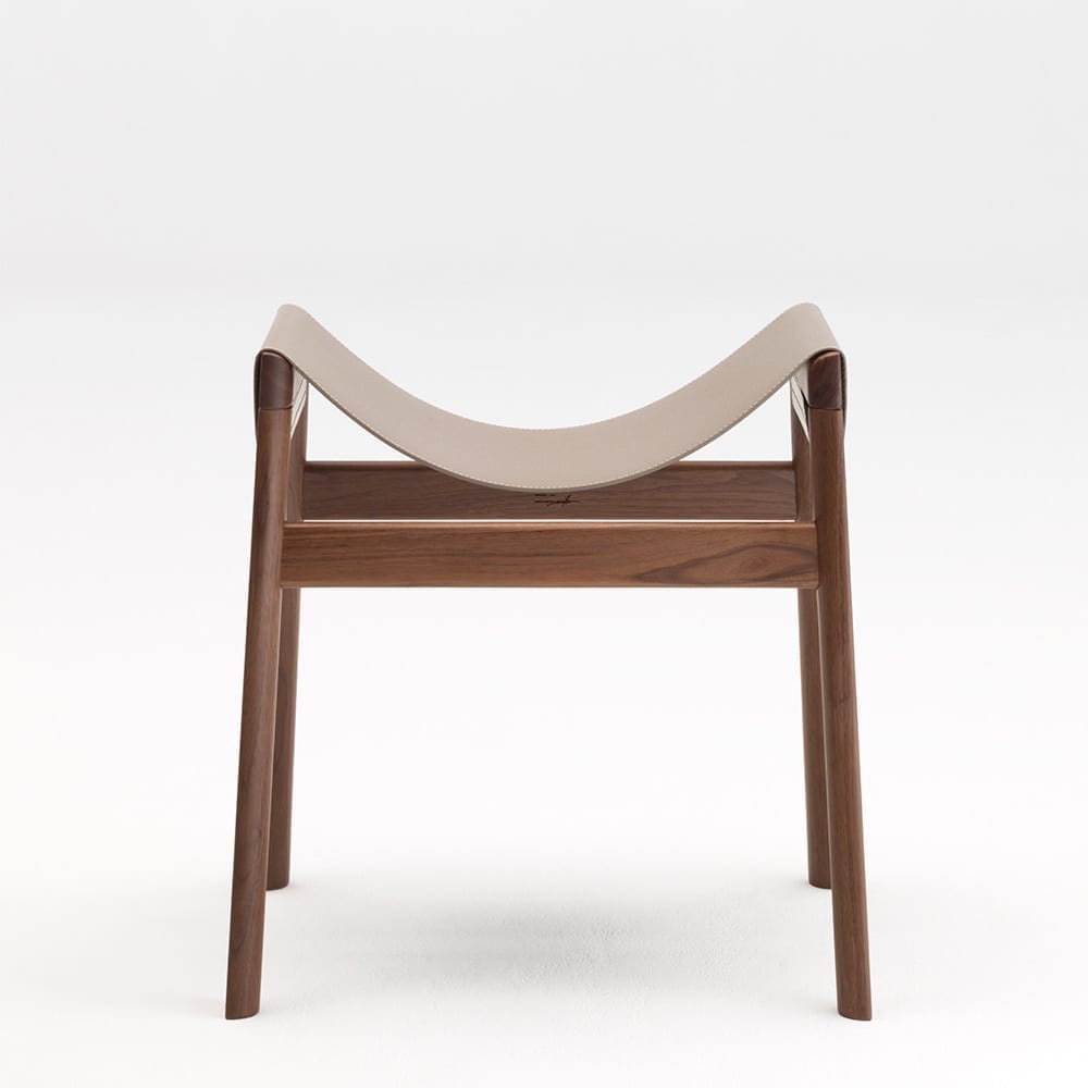 The Invisible Collection Dartagnan Stool David Haymann walnut noyer leather cuir chêne oak