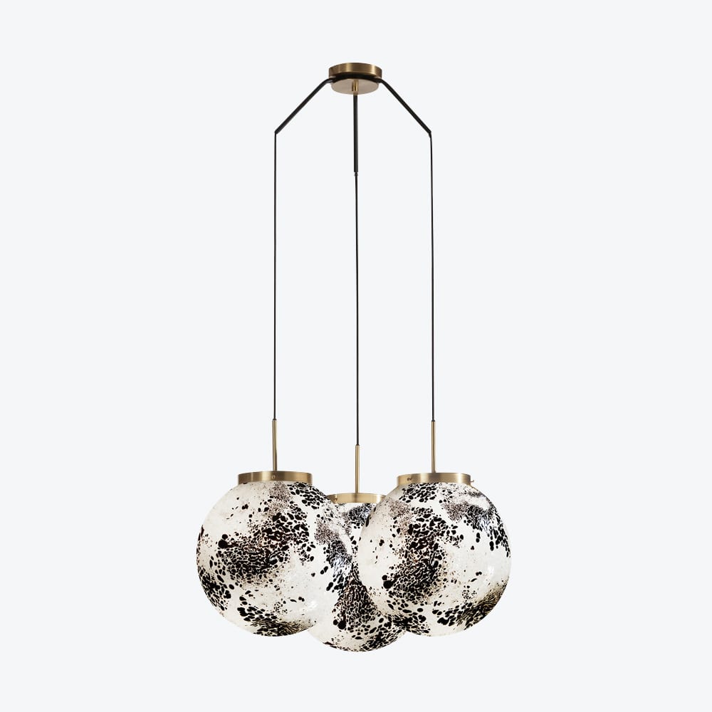 Ceiling Lamp King Sun Murano x3 Black And White