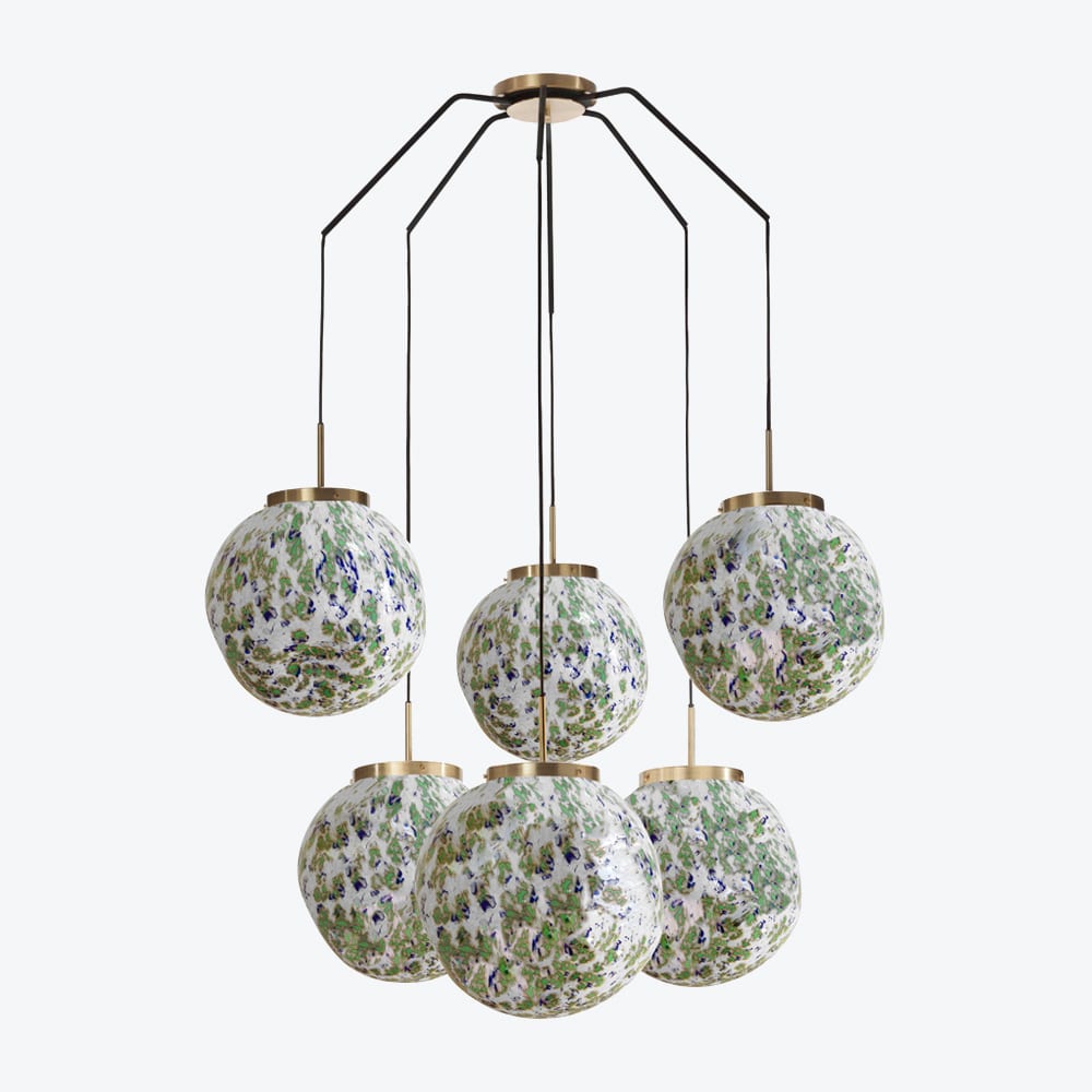 Ceiling Lamp King Sun Murano x6 Green And Blue