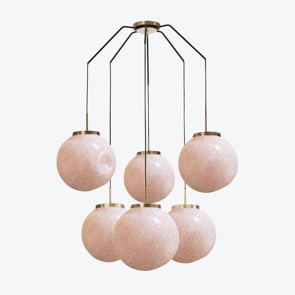Ceiling Lamp King Sun Murano x6 Pink
