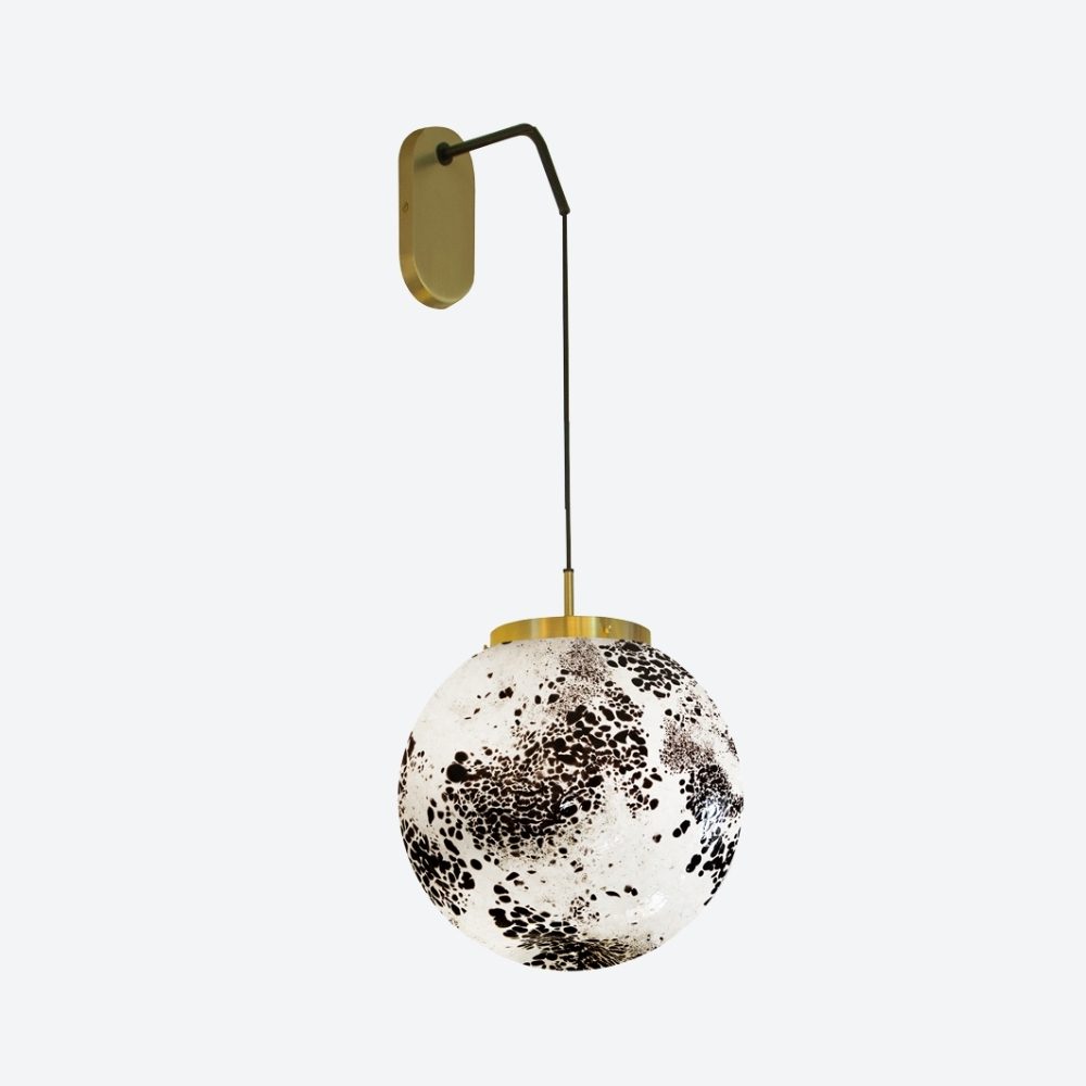 King Sun Wall Lamp Murano Black And White