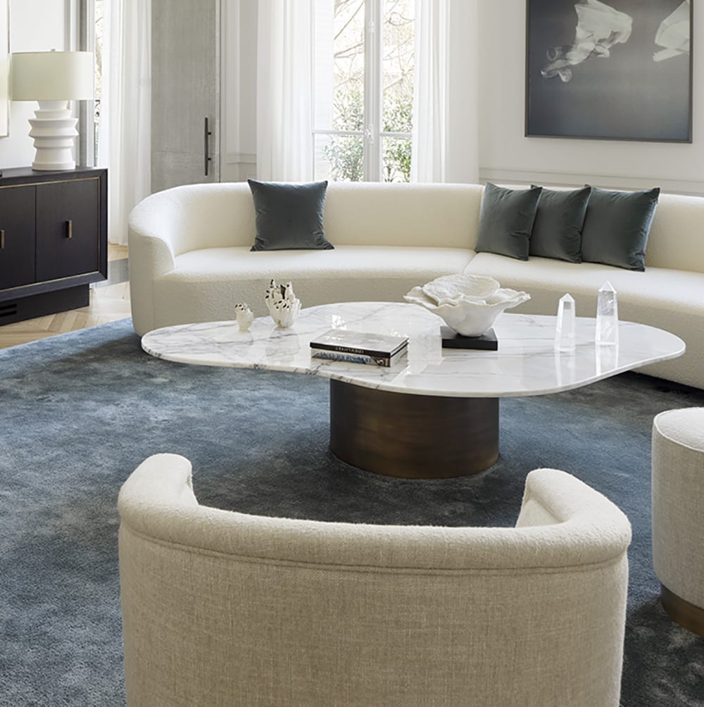 White Shadow Coffee Table Lilac Marble