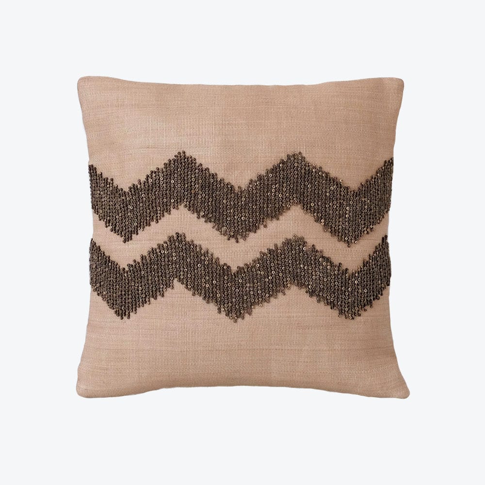 Zig Zag Beaded Cushion Cover