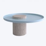 Salute Table S Travertine & Blue