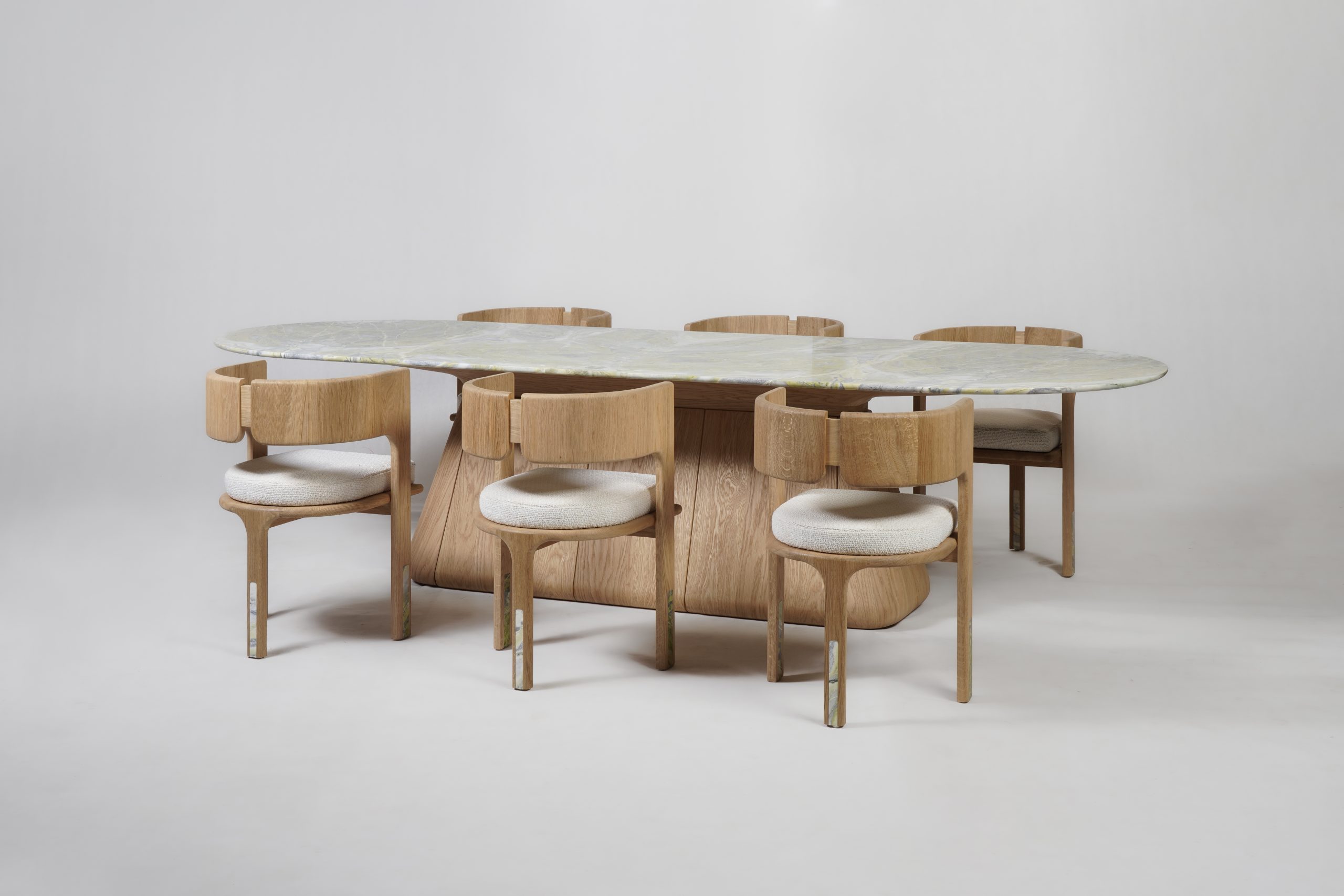 UDUKKAI, DINING TABLE, NATURAL OAK, SAN JOSE MARBLE, L300x W110x H74 cm