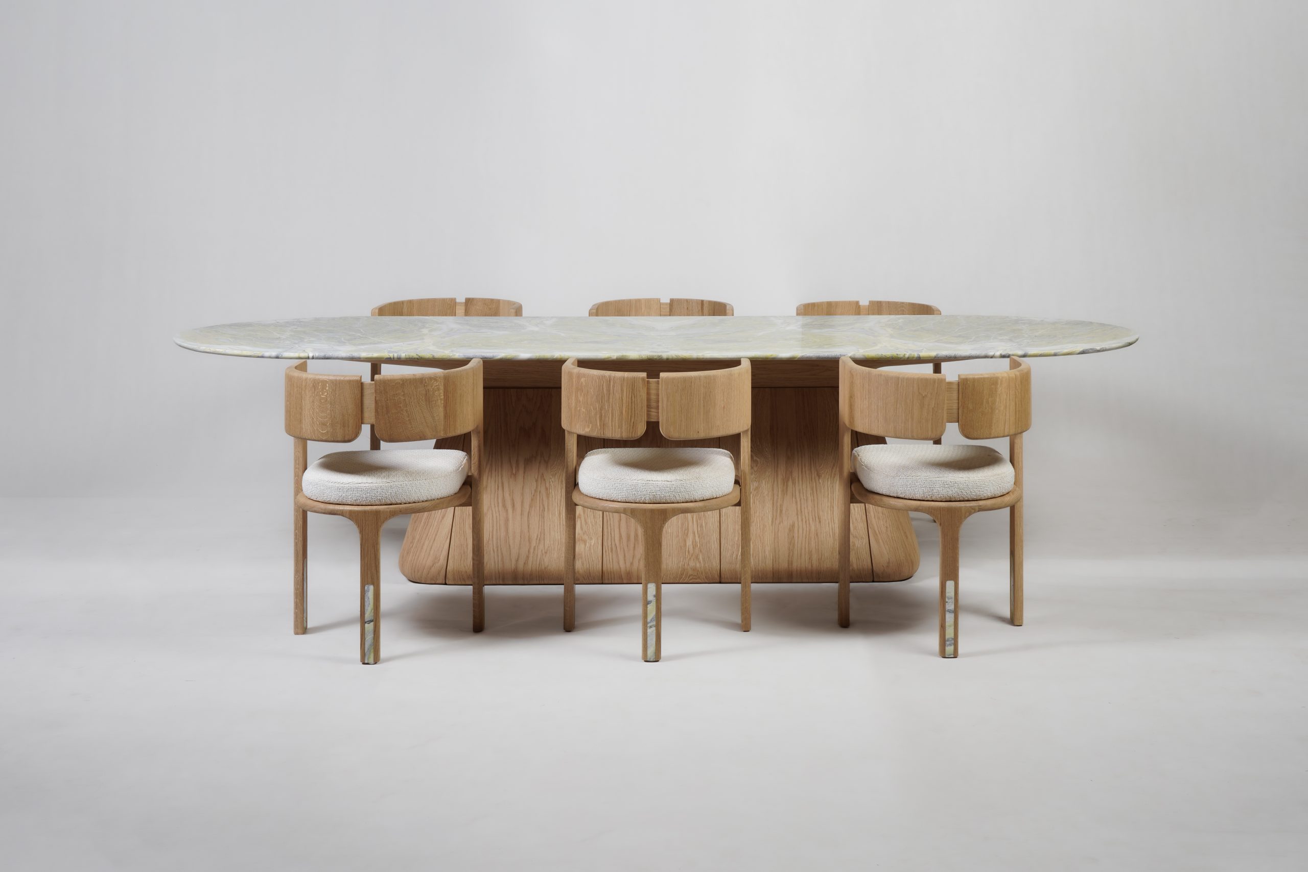 UDUKKAI, DINING TABLE, NATURAL OAK, SAN JOSE MARBLE, L300x W110x H74 cm(1)