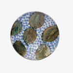 Green Leaves Blue Dessert Plate