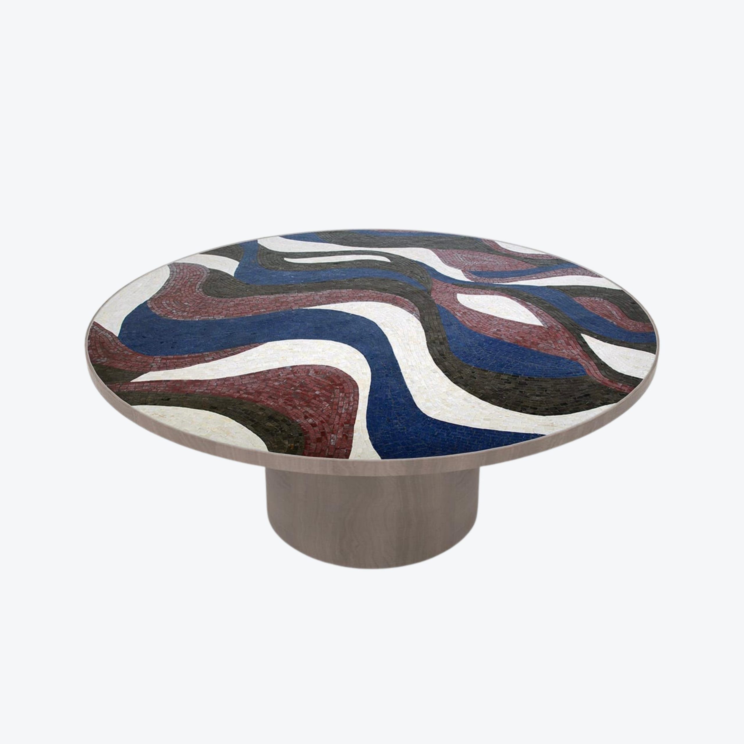 Piatro Circular Mosaic Coffee Table Waves