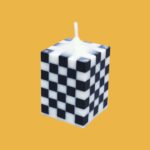 Checkerboard Pillar Candle Black