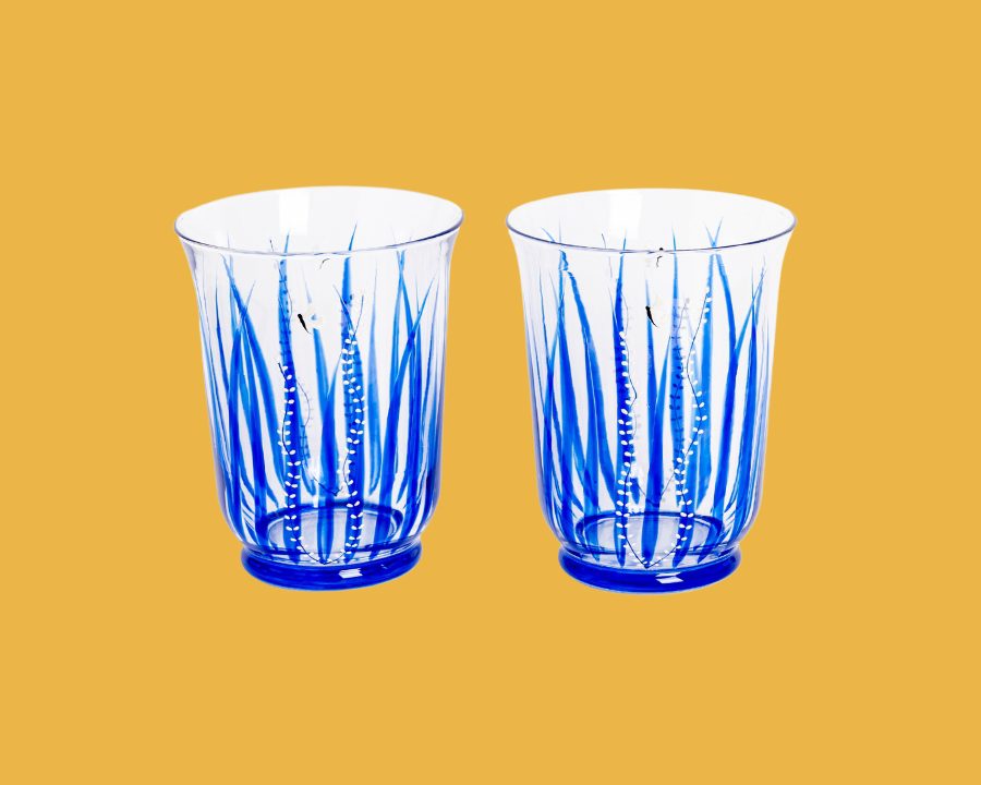 Set of 2 Candle Holders Blue