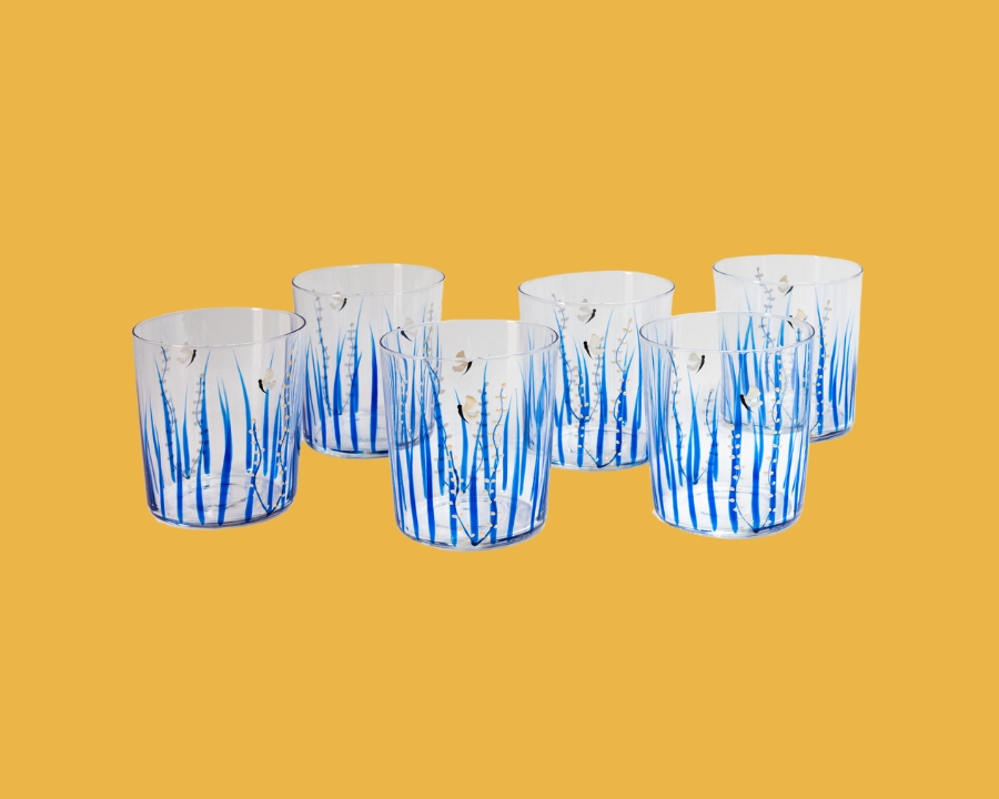 Set of 6 Blue Glasses