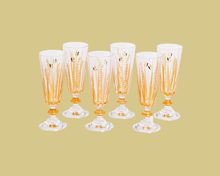 Set of 6 Gold Wine Glasses