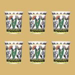 Set of 6 Tumblers Oriental Flowers Persian