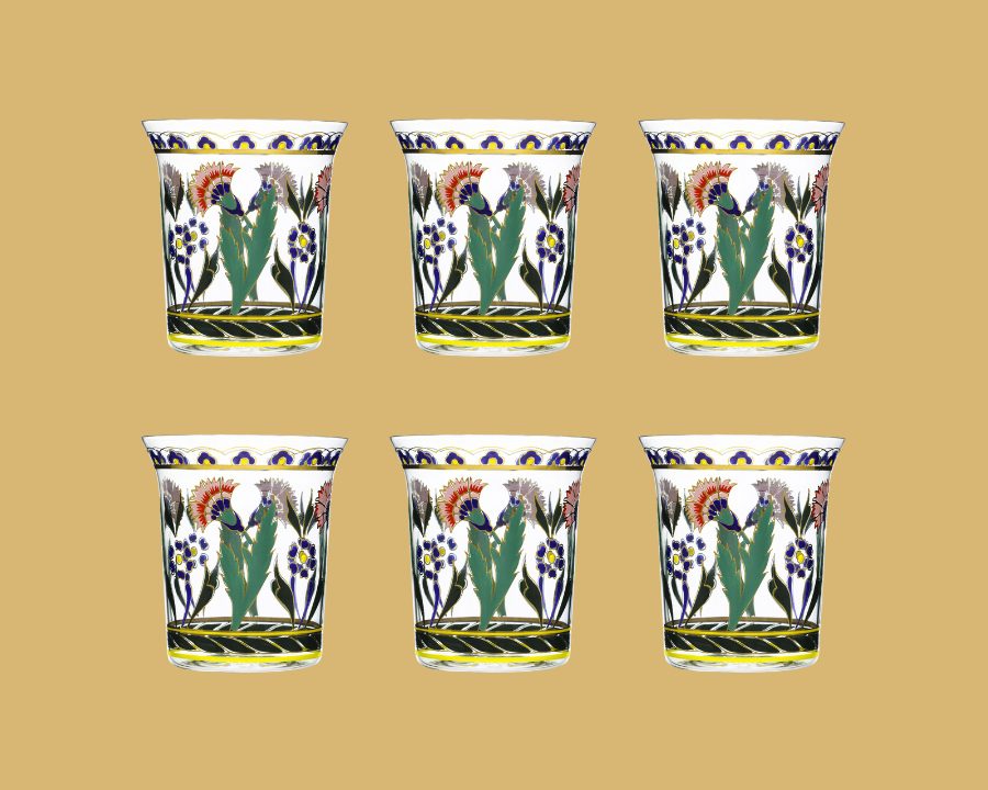 Set of 6 Tumblers Oriental Flowers Persian