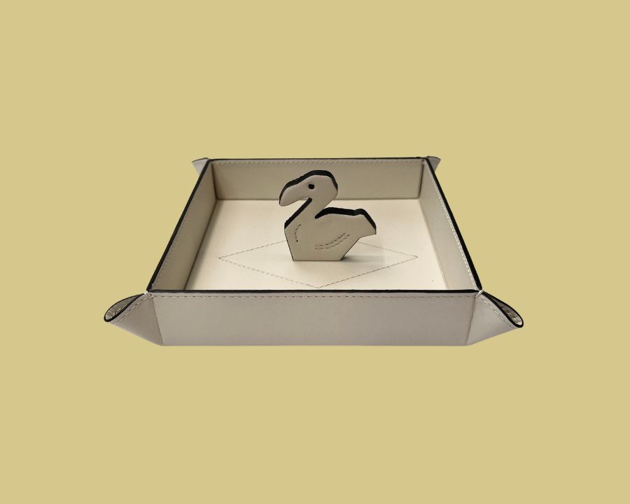 Leather Tray Laguna Hot White