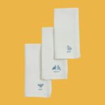Set De 3 Serviettes Oiseau Bleu Ciel