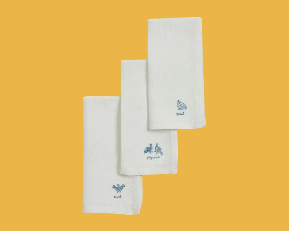 Set Of 3 Bird Napkins Sky Blue