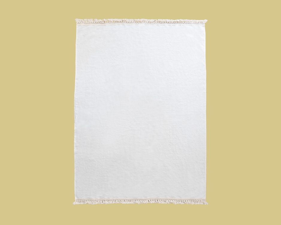 Beach towel with short Fringe White