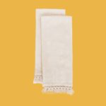 Set of 2 Hand towels with short fringe Cream