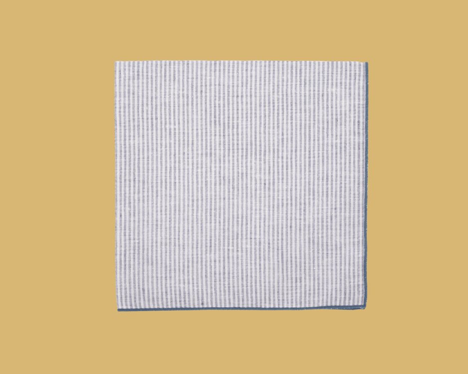 Set of 2 striped napkins White and Blue