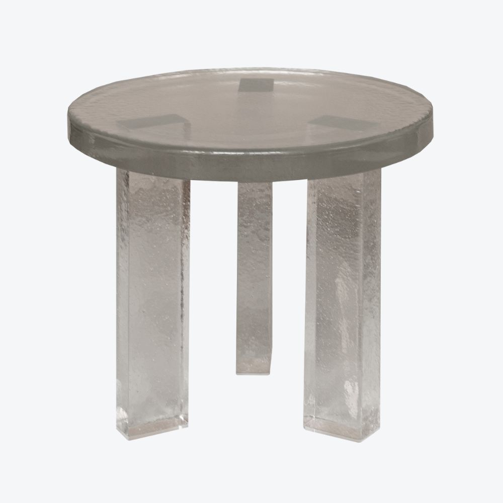 Seeded Cast Glass Side Table