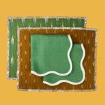 Set of 2 Ikat Breakfast Placemat with 2 Scallop Napkins