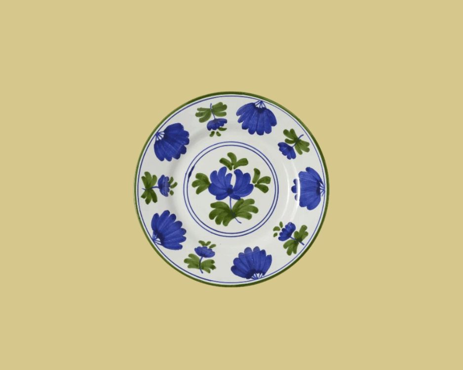 Set of 4 Blossom Dessert Plates Blue