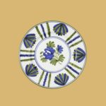Set of 4 Blossom dinner Plates Blue