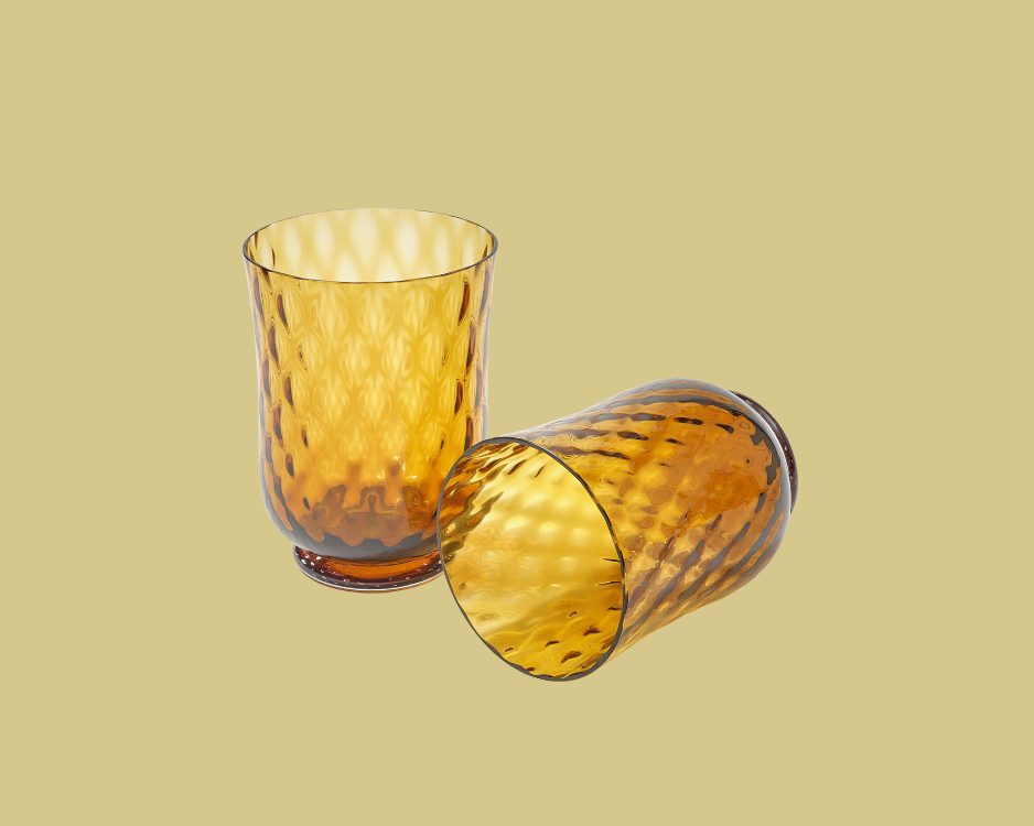 Set of 6 balloton Water glasses Amber