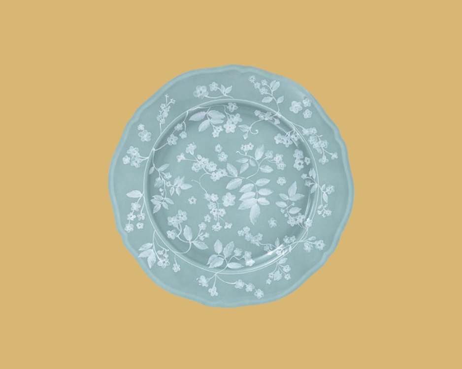 Set of 4 Ginori Floral dinner plates Sage