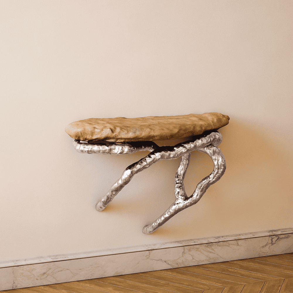 InvisibleCollection_HugoDrubay_AuxArbresWallConsole_5_Natural Oak Matte Top_Caplain Gold Beech Base